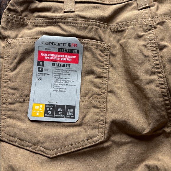 Carhartt Men’s 36x30 Flame Resistant FR Khaki Work Pants NWT CAT 2 BN4785-FRM - Picture 6 of 9